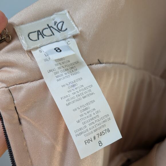 Vintage Cache Prom Dress Maxi Gown 8 Black Tan Lace Empire Y2K 90S Fairy Goth - Picture 11 of 14